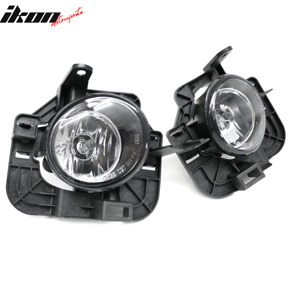 IKON MOTORSPORTS Fog Lights, Compatible with 2007-2011 Nissan Altima Sedan/Hybrid, Black Housing Clear Lens Front Bumper Driving Fog Lamp, Pair