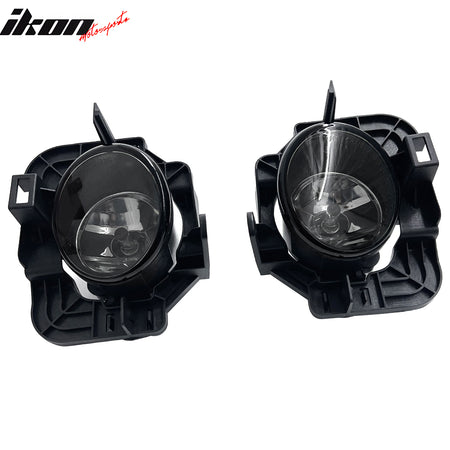 IKON MOTORSPORTS Fog Lights, Compatible with 2007-2011 Nissan Altima Sedan/Hybrid, Black Housing Smoke Lens Front Bumper Driving Fog Lamp with Harness, Pair