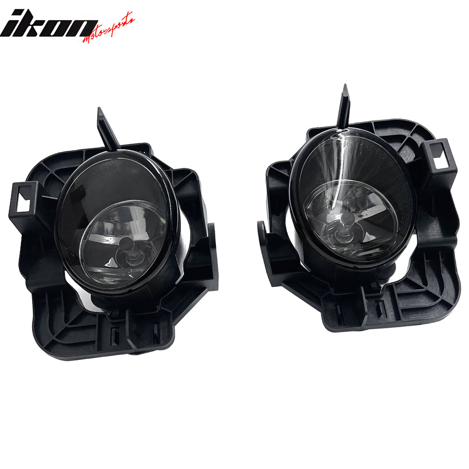 IKON MOTORSPORTS Fog Lights, Compatible with 2007-2011 Nissan Altima Sedan/Hybrid, Black Housing Smoke Lens Front Bumper Driving Fog Lamp with Harness, Pair