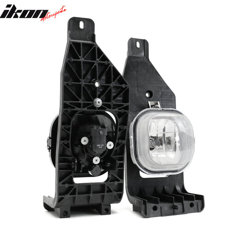 IKON MOTORSPORTS Fog Lights, Compatible with 2005 Ford Excursion & 2005-2007 F-250/F-350/F-450/F-550 Super Duty, Black Housing Clear Lens Front Bumper Driving Fog Lamp, Pair