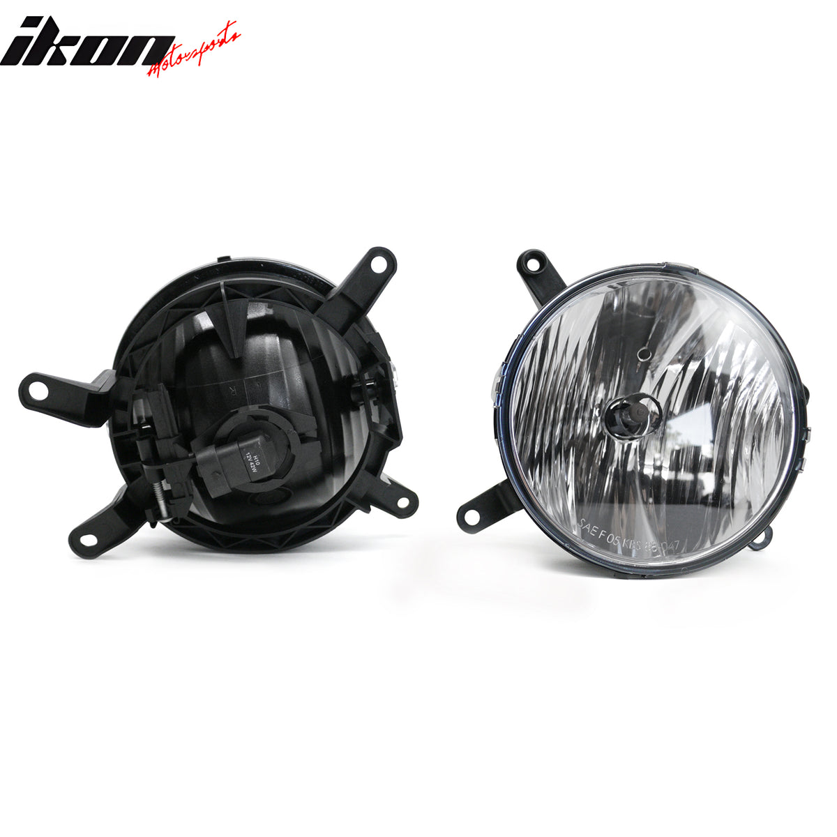 IKON MOTORSPORTS Fog Lights, Compatible with 2005-2009 Ford Mustang GT, Black Housing Clear Lens Front Bumper Driving Fog Lamp, Pair