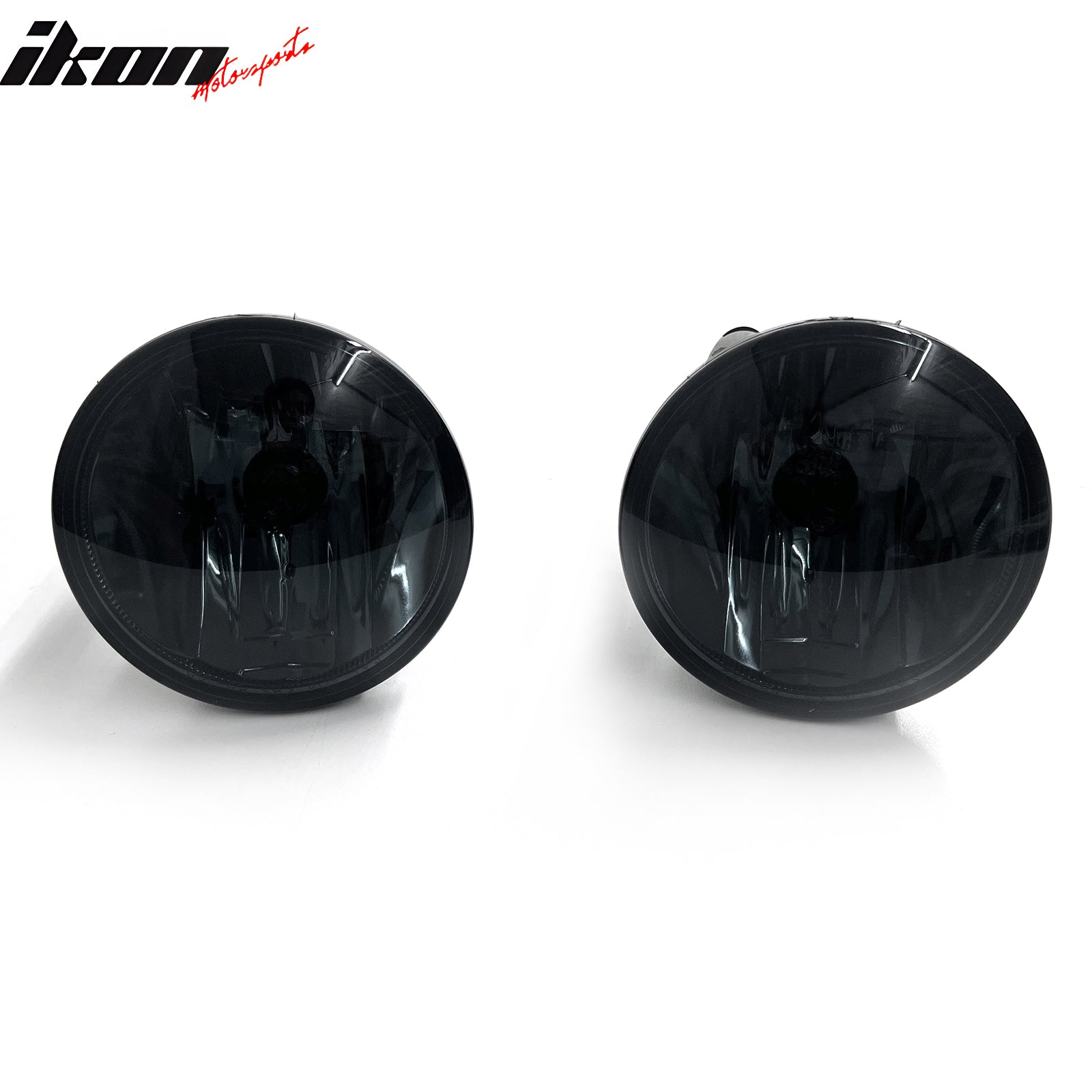 IKON MOTORSPORTS Fog Lights, Compatible with 2007-2013 Chevy Avalanche 2007-2014 Suburban Tahoe Yukon XL Ford Mustang GT500, Black Housing Smoke Lens Front Bumper Driving Fog Lamp with Harness, Pair