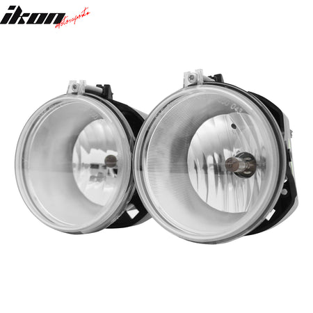 IKON MOTORSPORTS Fog Lights, Compatible with 2005-2010 Chrysler 300 Without H/L Washer (Not Fit Touring), H10 Bulb Type Black Housing Clear Lens Front Bumper Driving Fog Lamp, Pair