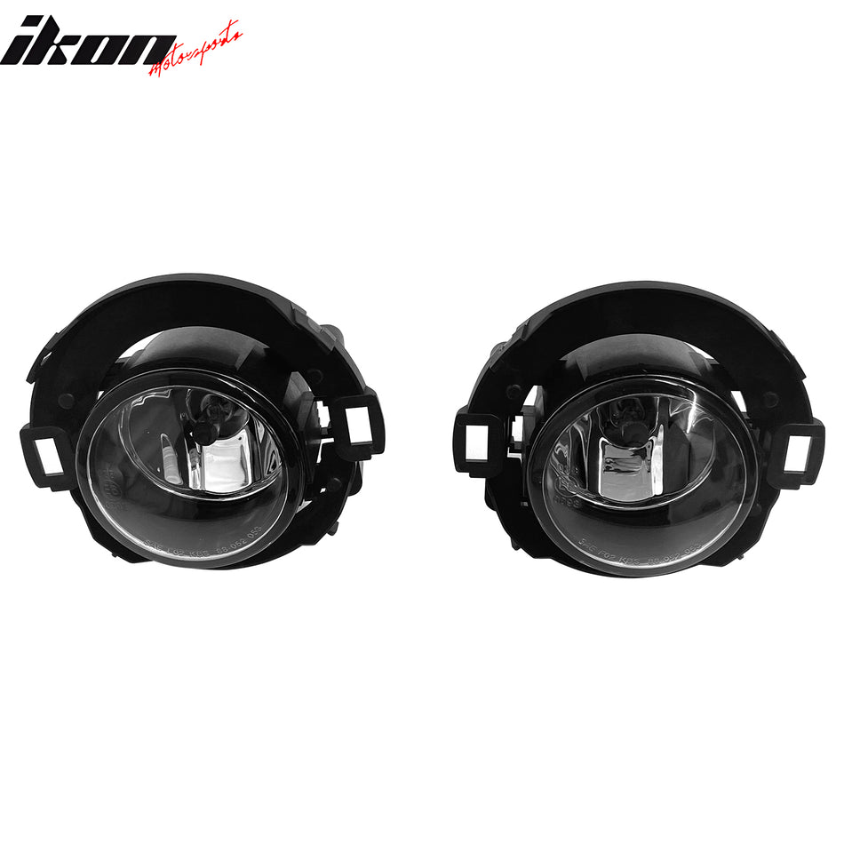 IKON MOTORSPORTS Fog Lights, Compatible with 2005-2015 Nissan Xterra & 2010-2019 Frontier (Painted-Bumper), H11 Bulb Type Black Housing Clear Lens Front Bumper Driving Fog Lamp with Harness, Pair