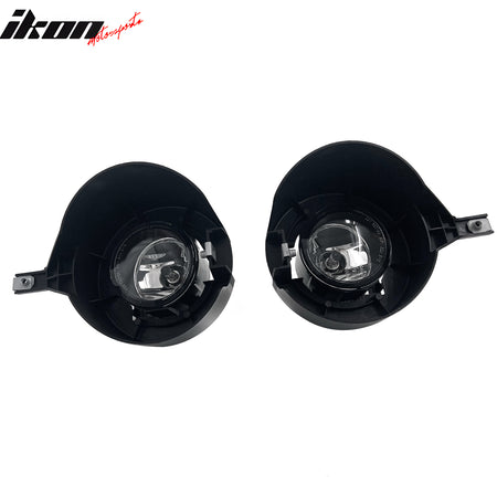 IKON MOTORSPORTS Fog Lights, Compatible with 2005-2019 Nissan Frontier, Black Housing Clear Lens Front Bumper Driving Fog Lamp with Harness, Pair