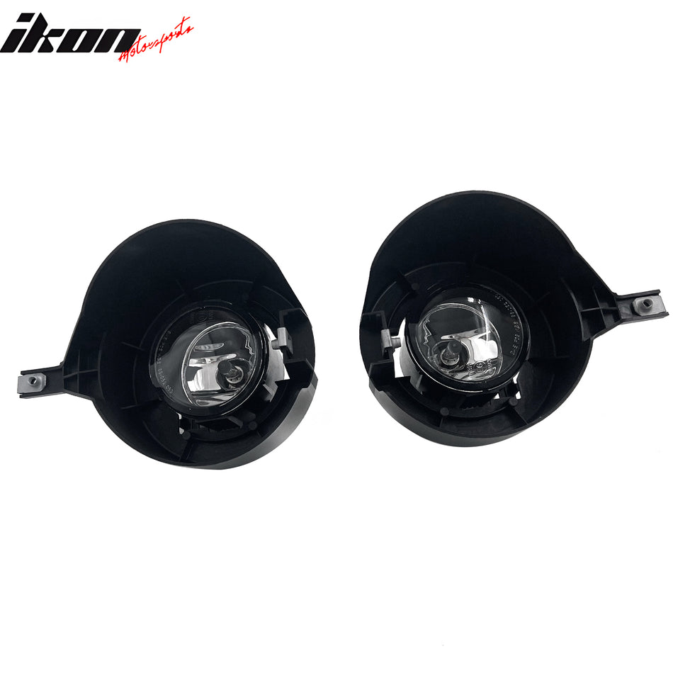 IKON MOTORSPORTS Fog Lights, Compatible with 2005-2019 Nissan Frontier, Black Housing Clear Lens Front Bumper Driving Fog Lamp with Harness, Pair