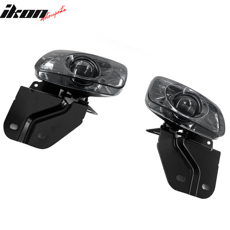 IKON MOTORSPORTS Fog Lights, Compatible with 1999-2000 GMC Yukon Denali Cadillac Escalade Chevy Tahoe 1998-2000 C1500/C2500/C3500/K1500/K2500/K3500, Smoke Lens Front Bumper Driving Fog Lamp W/Harness