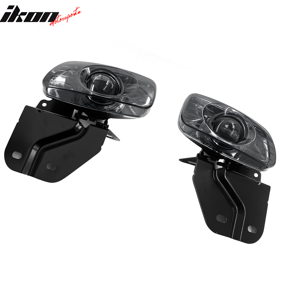 IKON MOTORSPORTS Fog Lights, Compatible with 1999-2000 GMC Yukon Denali Cadillac Escalade Chevy Tahoe 1998-2000 C1500/C2500/C3500/K1500/K2500/K3500, Smoke Lens Front Bumper Driving Fog Lamp W/Harness