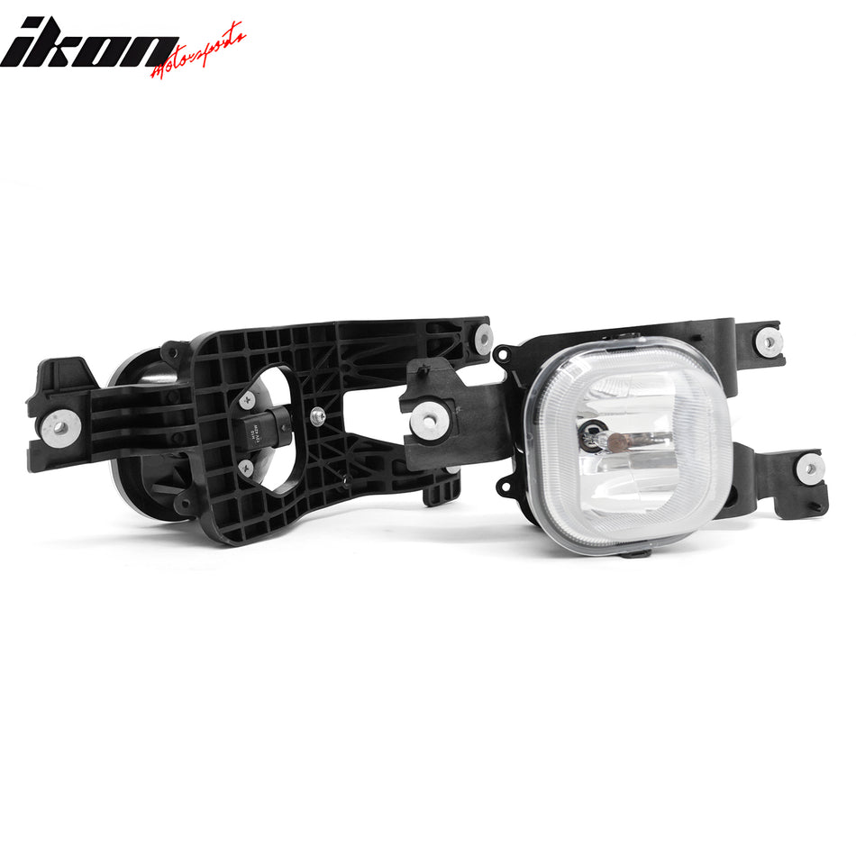 IKON MOTORSPORTS Fog Lights, Compatible with 2008-2010 Ford F-250/F-350/F-450/F-550 Super Duty, Black Housing Clear Lens Front Bumper Driving Fog Lamp, Pair