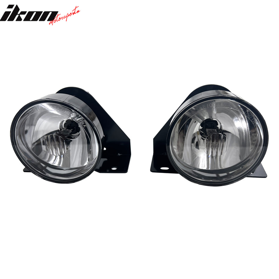 1992-1998 Pontiac Grand Am 2PCS Right Left RH LH Front Bumper Driving Fog Lights Lamps Assembly Replacement W/Wiring Harness Black Housing Clear Lens