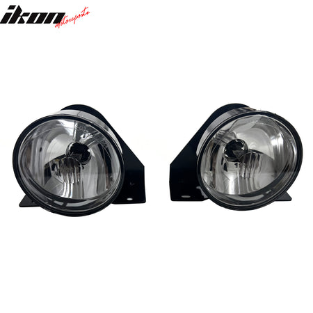 IKON MOTORSPORTS Fog Lights, Compatible with 1992-1998 Pontiac Grand Am, Black Housing Clear Lens Front Bumper Driving Fog Lamp with Harness, Pair