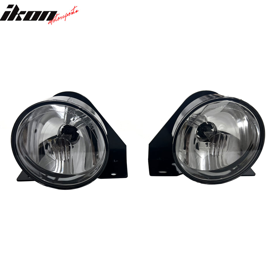 IKON MOTORSPORTS Fog Lights, Compatible with 1992-1998 Pontiac Grand Am, Black Housing Clear Lens Front Bumper Driving Fog Lamp with Harness, Pair