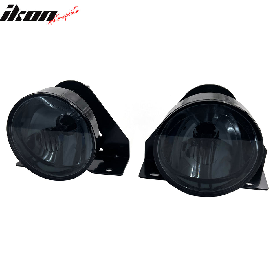 IKON MOTORSPORTS Fog Lights, Compatible with 1992-1998 Pontiac Grand Am, Black Housing Smoke Lens Front Bumper Driving Fog Lamp with Harness, Pair