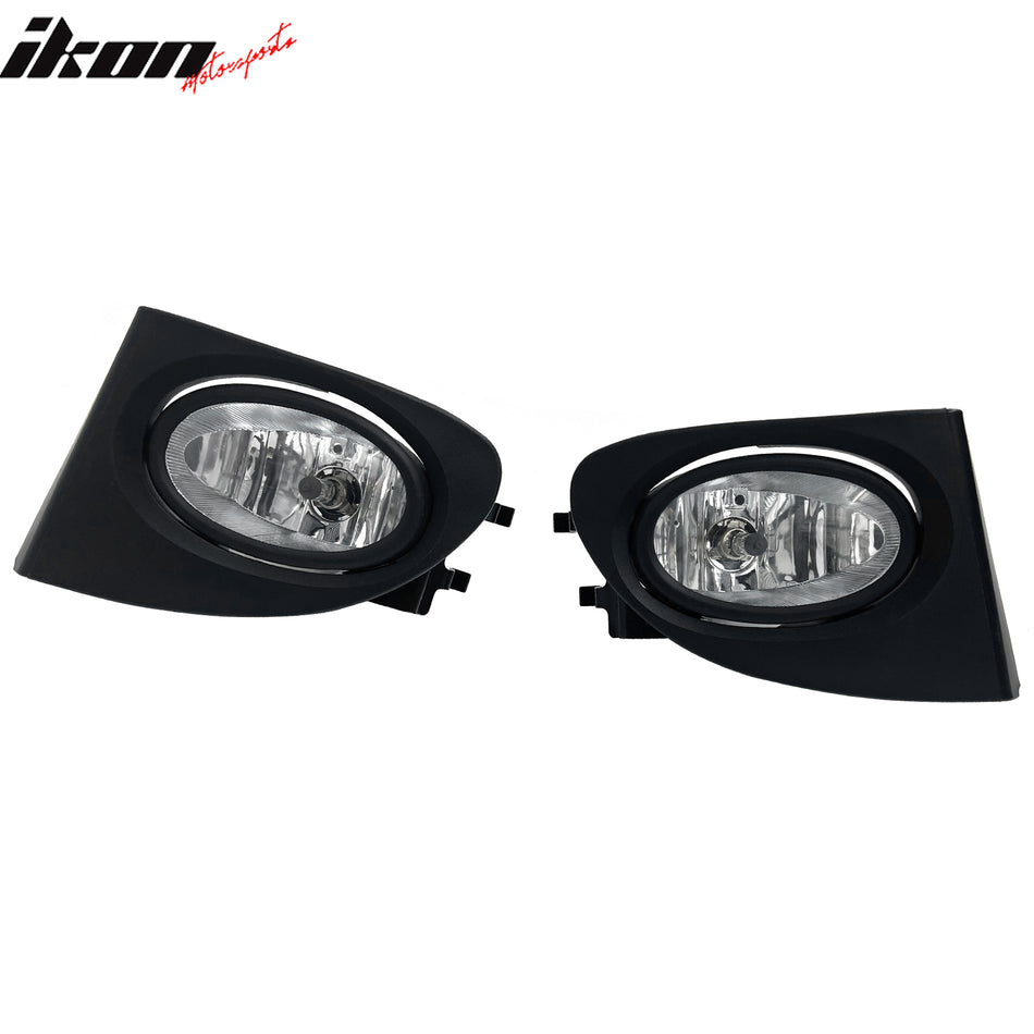 IKON MOTORSPORTS Fog Lights, Compatible with 2002-2005 Honda Civic Hatchback, Clear Lens Front Bumper Driving Fog Lamp, Pair