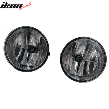 IKON MOTORSPORTS Fog Lights, Compatible with 2011-2014 Ford F-150, Black Housing Clear Lens Front Bumper Driving Fog Lamp with Harness, Pair