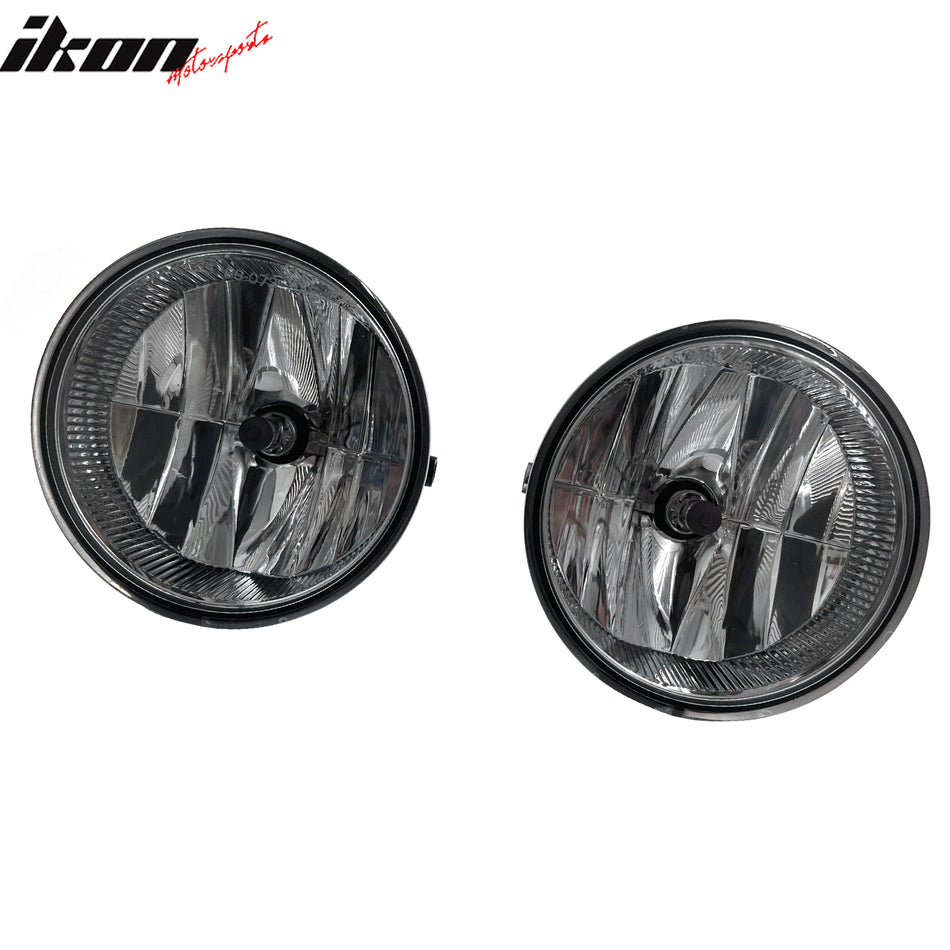 IKON MOTORSPORTS Fog Lights, Compatible with 2011-2014 Ford F-150, Black Housing Clear Lens Front Bumper Driving Fog Lamp with Harness, Pair