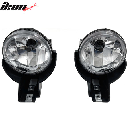 IKON MOTORSPORTS Fog Lights, Compatible with 1997-2000 Dodge Dakota, Black Housing Clear Lens Front Bumper Driving Fog Lamp with Harness, Pair