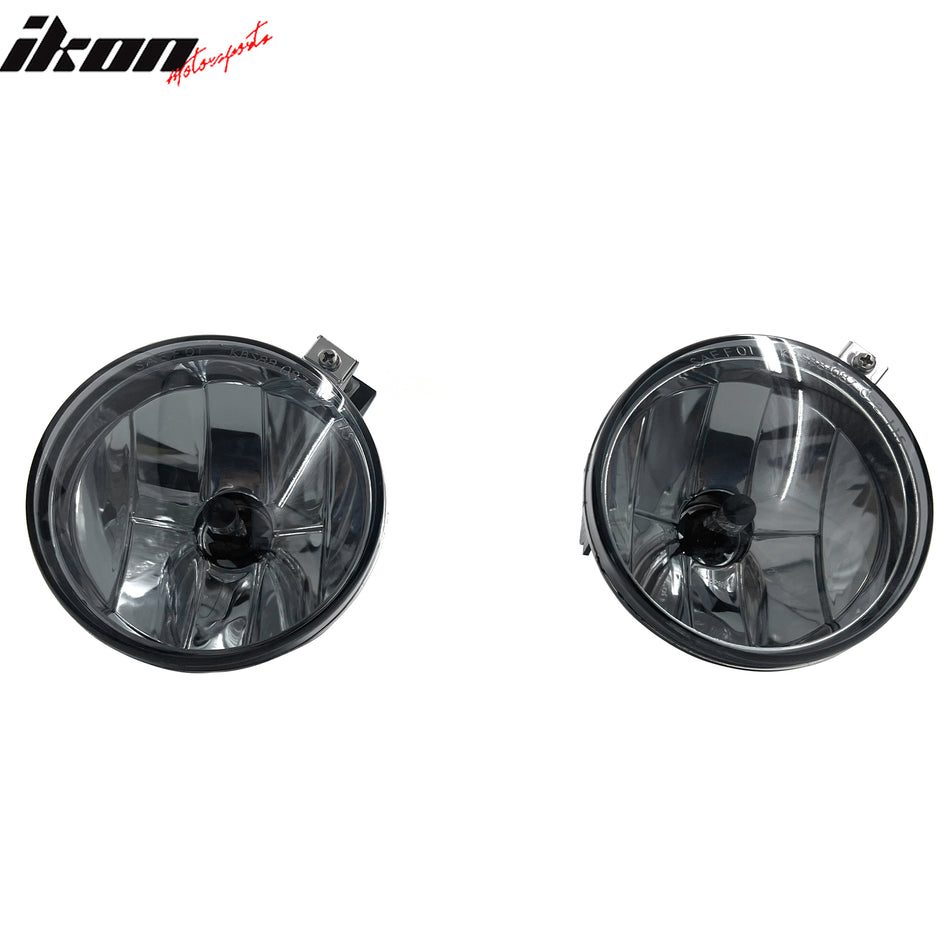 IKON MOTORSPORTS Fog Lights, Compatible with 2011-2014 Mazda 2, Black Housing Smoke Lens Front Bumper Driving Fog Lamp, Pair