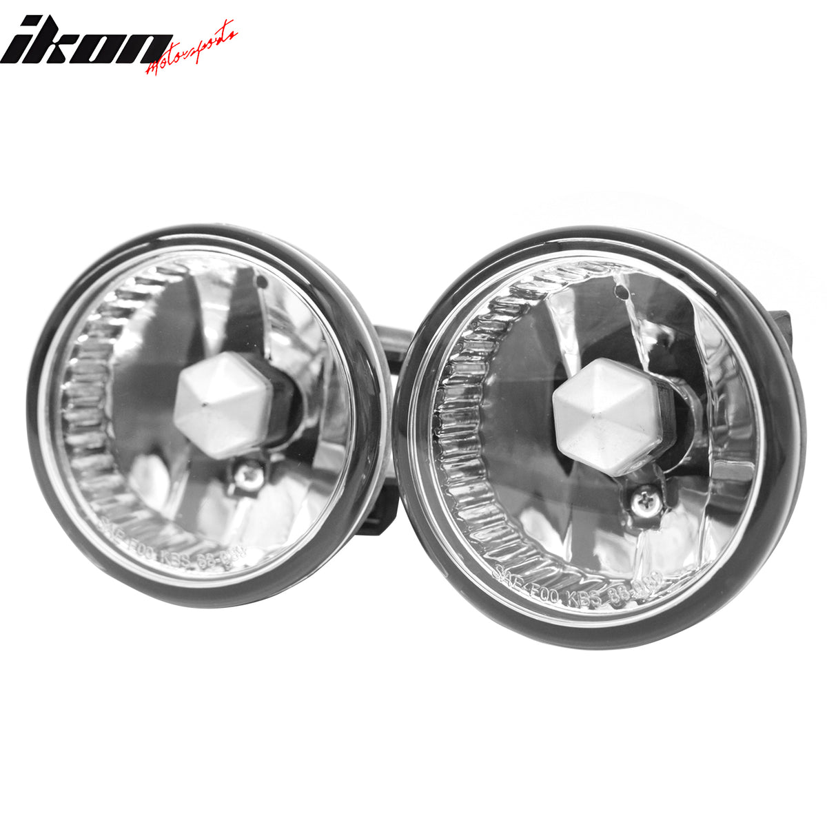 IKON MOTORSPORTS Fog Lights, Compatible with 2004-2005 Scion xA & 2000-2005 Toyota Echo/MR2 Spyder & 2004-2009 Prius, 9006 Bulb Type Black Housing Clear Lens Front Bumper Driving Fog Lamp, Pair