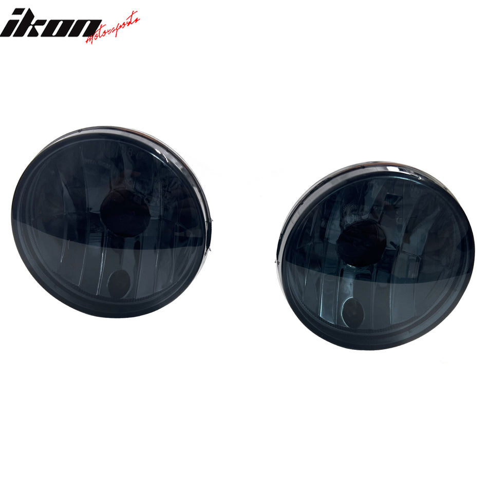 IKON MOTORSPORTS Fog Lights, Compatible with 1999-2002 Dodge Ram 1500/2500/3500 with Sport Package, Black Housing Smoke Lens Front Bumper Driving Fog Lamp with Harness, Pair