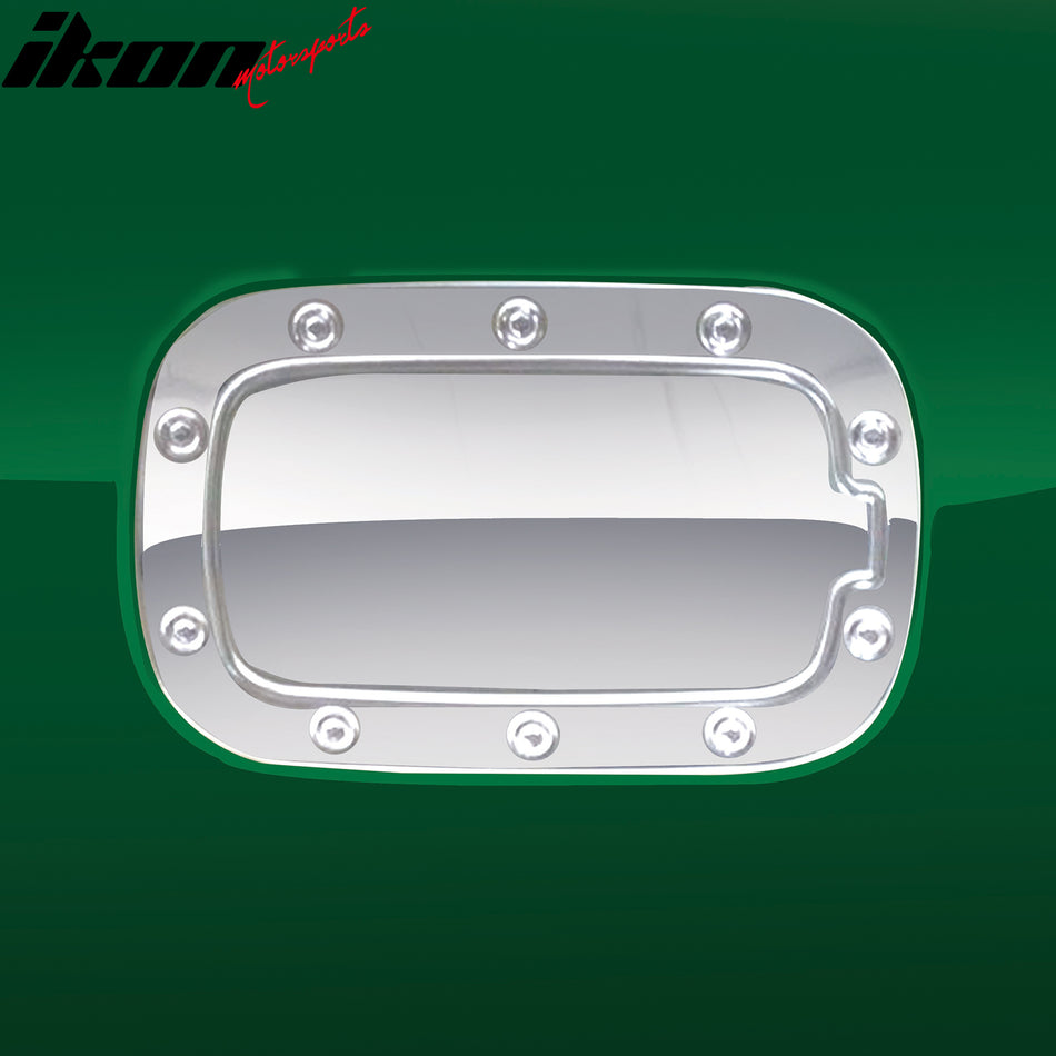 IKON MOTORSPORTS, Fuel Gas Door Cover Compatible With 2011-2014 Jeep Grand Cherokee & Dodge Durango, Mirror Finish Stainless Steel Exterior Side Fuel Tank Gas Cap Cover Trim Decoration Accessories