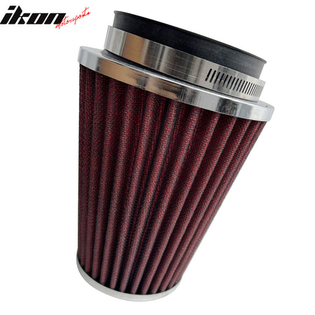 IKON MOTORSPORTS, Dual Shortram Air Intake Compatible with 1997-2000 Chevy Corvette 5.7L V8 LS1/LS6 (C5), Red Filter 3.60" Diameter Piping Aluminum