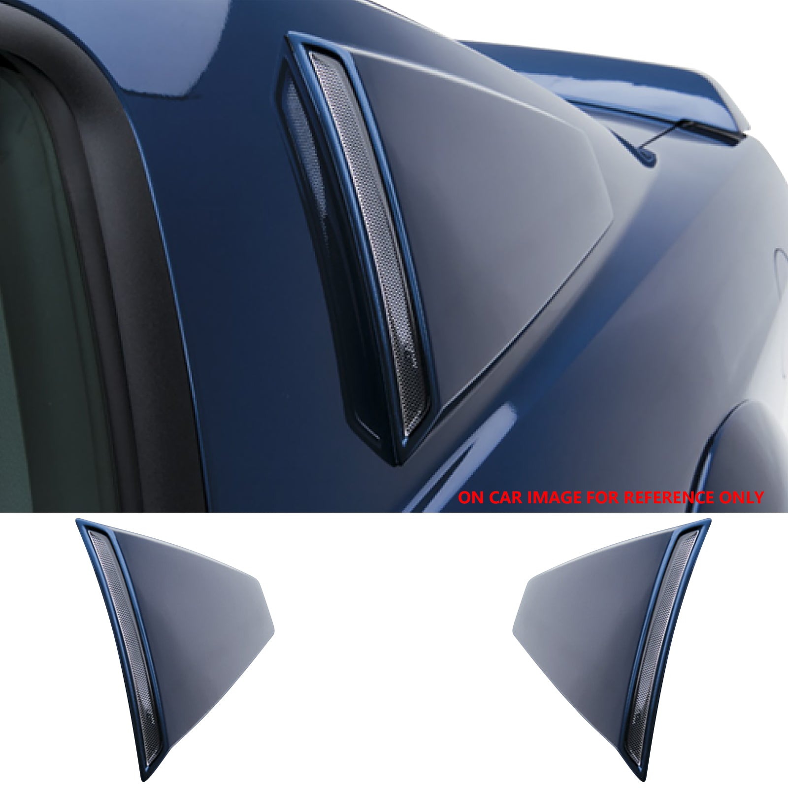IKON MOTORSPORTS Side Window Louver, Compatible with 2005-2009 Ford Mustang, PU Polyurethane Unpainted Black Rear Air Vent Scoop Shades Cover Blinds Trim 2PCS