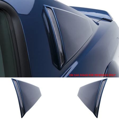 IKON MOTORSPORTS Side Window Louver, Compatible with 2005-2009 Ford Mustang, PU Polyurethane Unpainted Black Rear Air Vent Scoop Shades Cover Blinds Trim 2PCS