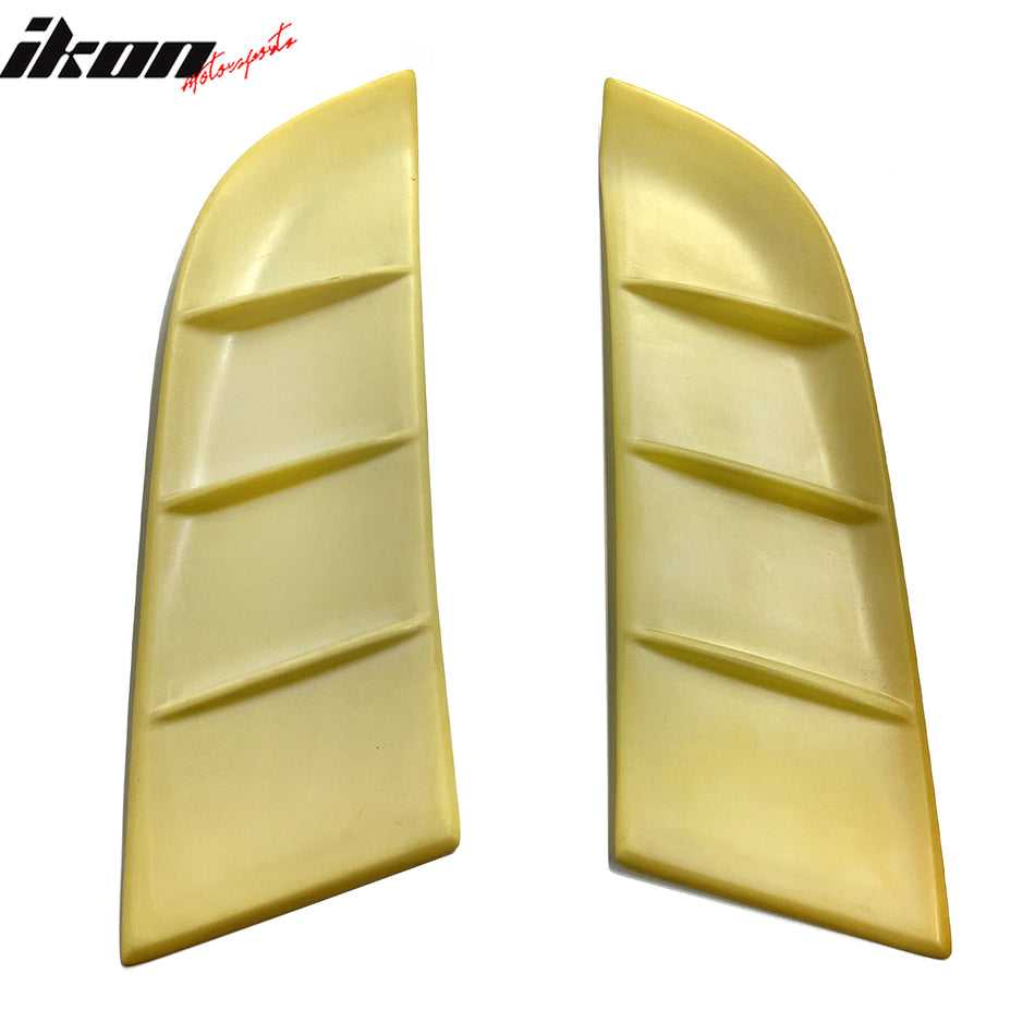 IKON MOTORSPORTS Side Window Louvers, Compatible with 2005-2014 Ford Mustang Coupe 2-Door, PONY Style Unpainted Rear Air Vent Scoop Shades Cover Blinds Trim 2PCS