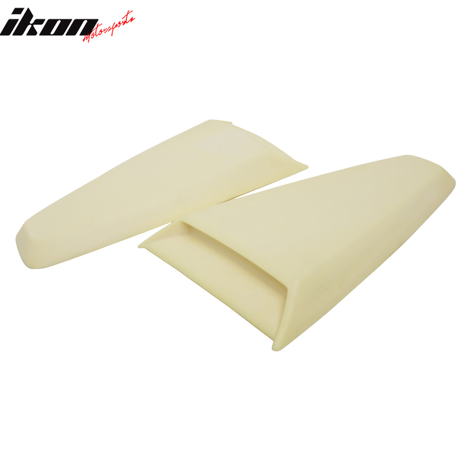 IKON MOTORSPORTS Side Window Louvers, Compatible with 2005-2014 Ford Mustang Coupe 2-Door, Unpainted Add-on Rear Side Air Vent Scoop Shades Cover Blinds Trim 2PCS