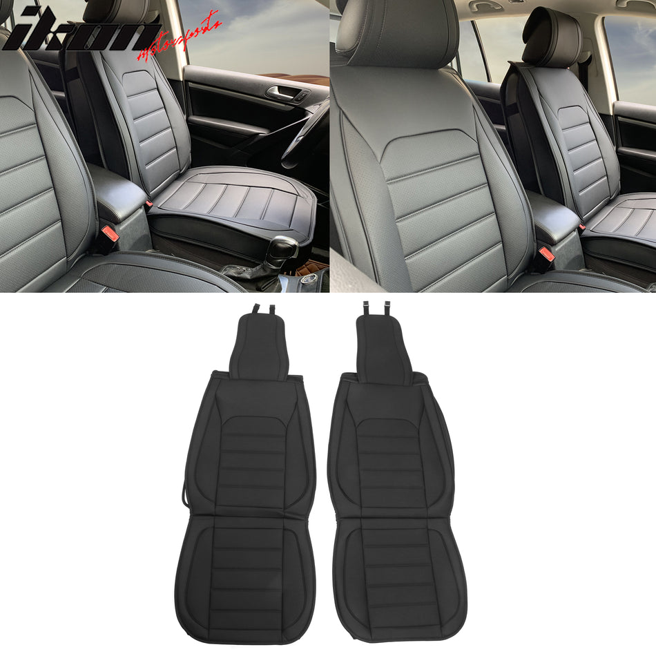 IKON MOTORSPORTS, Car Seat Covers Universal fit for Most Cars SUV Pick-up Trucks, Waterproof PU Leather Auto Seat Cushion Protectors, Airbag Compatible Seats Cover