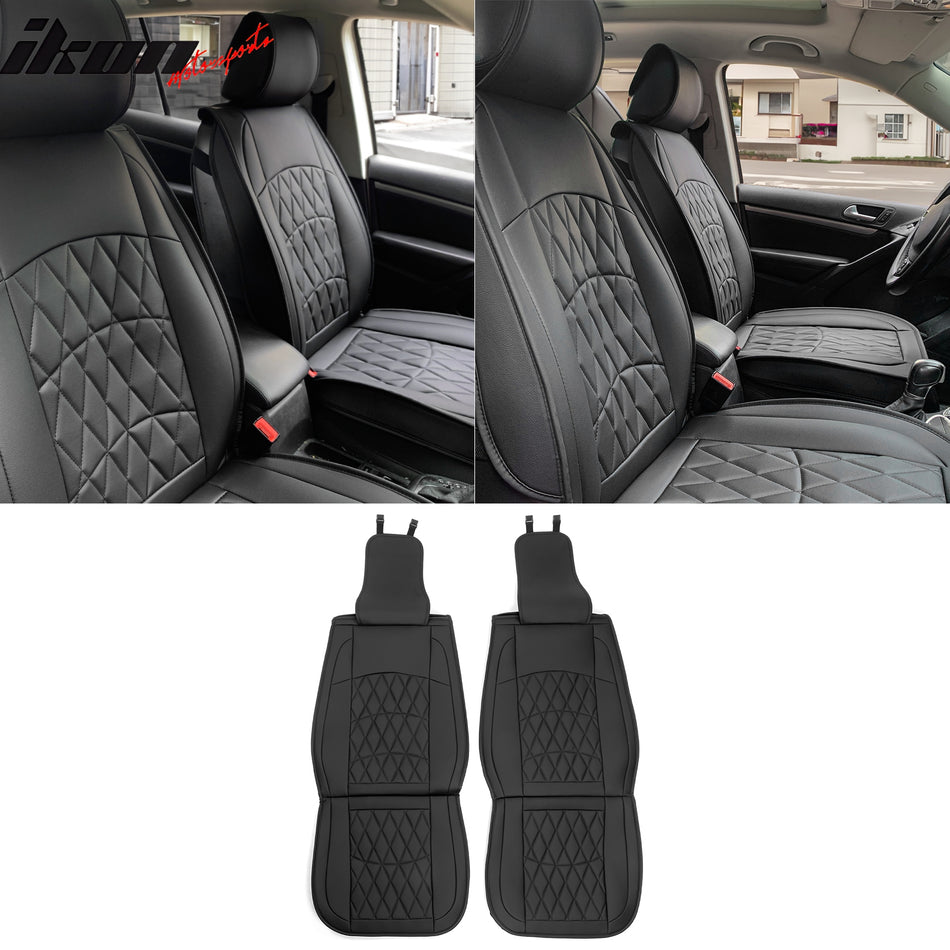 IKON MOTORSPORTS, Universal Car Seat Covers, PU Leather Auto Seat Cushion Protector, Waterproof Driver Seat Cover for SUV Pick-up Trucks
