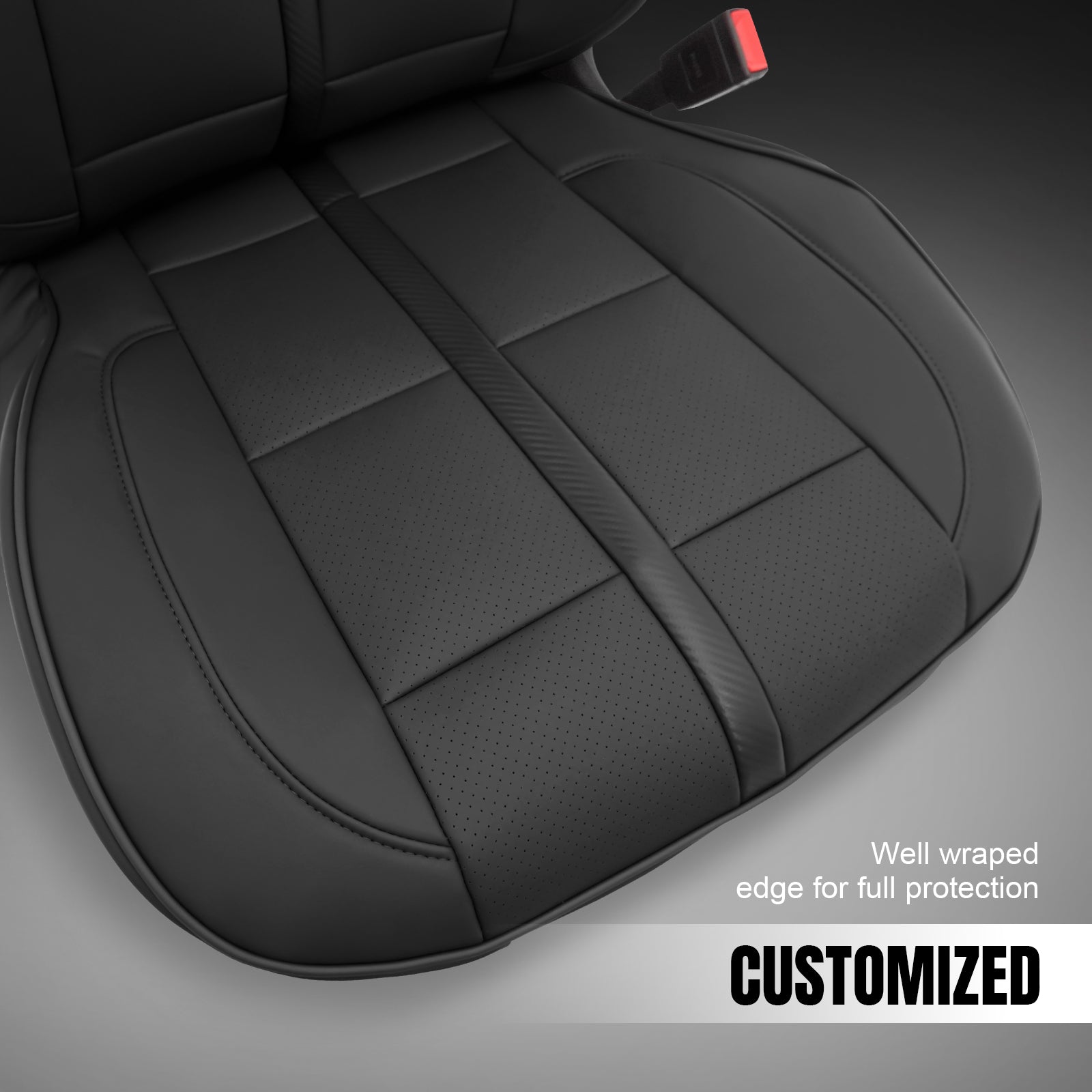 Fits 14-18 Chevy Silverado GMC Sierra 1500 Front Row Seat Covers Protector Black
