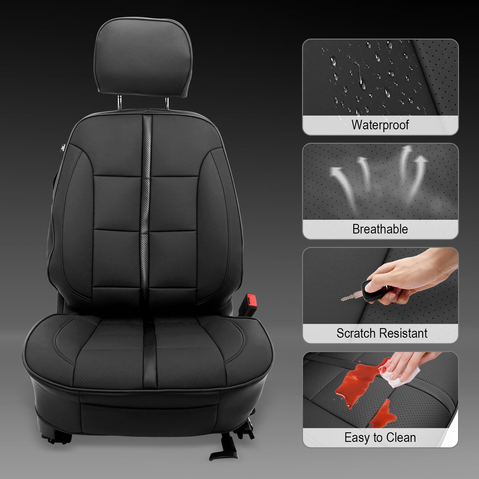 Fits 14-18 Chevy Silverado GMC Sierra 1500 Seat Covers Protector Full Set Black