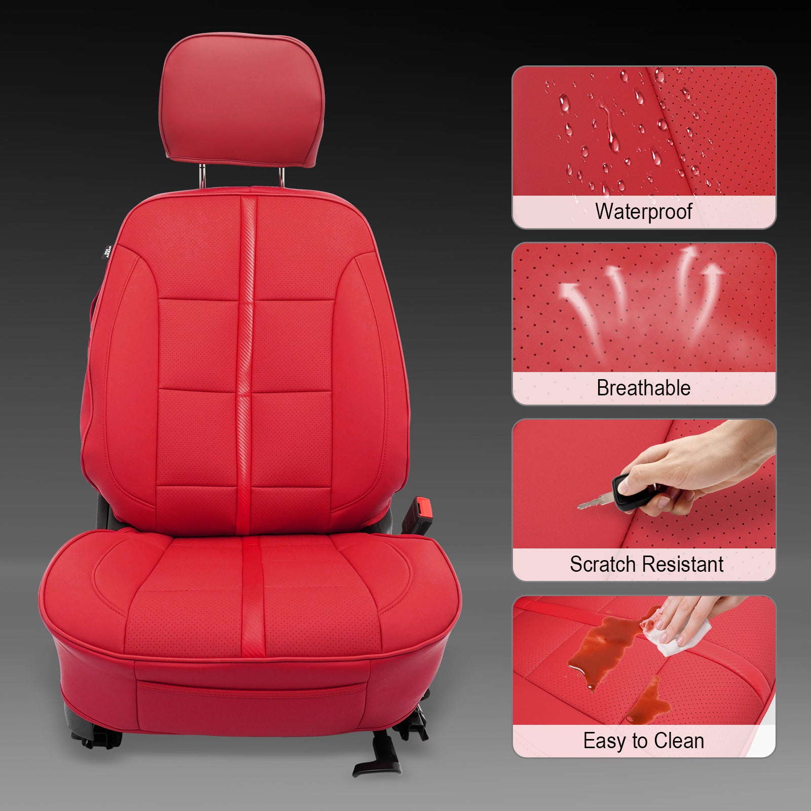 Fits 14-18 Chevy Silverado GMC Sierra 1500 Front Row Seat Covers Protector Red