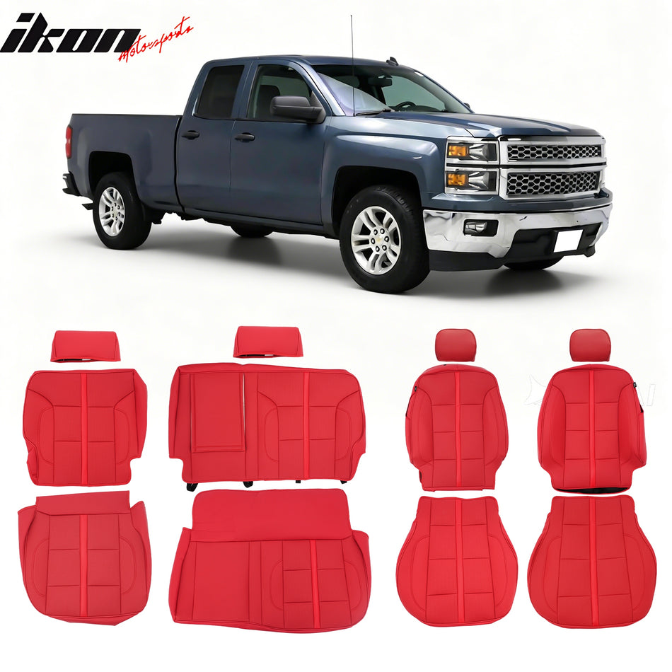 2014-2018 Chevy Silverado GMC Sierra 1500 Seat Covers Full Set Red