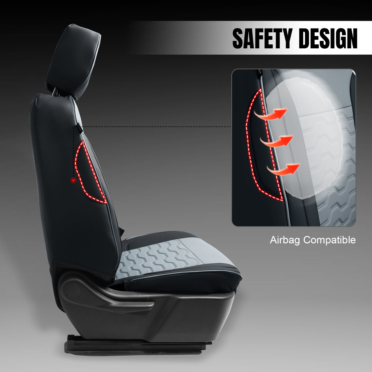 Fits 19-26 Silverado Sierra 1500 2500HD 3500HD Seat Covers Full Set Black& Gray