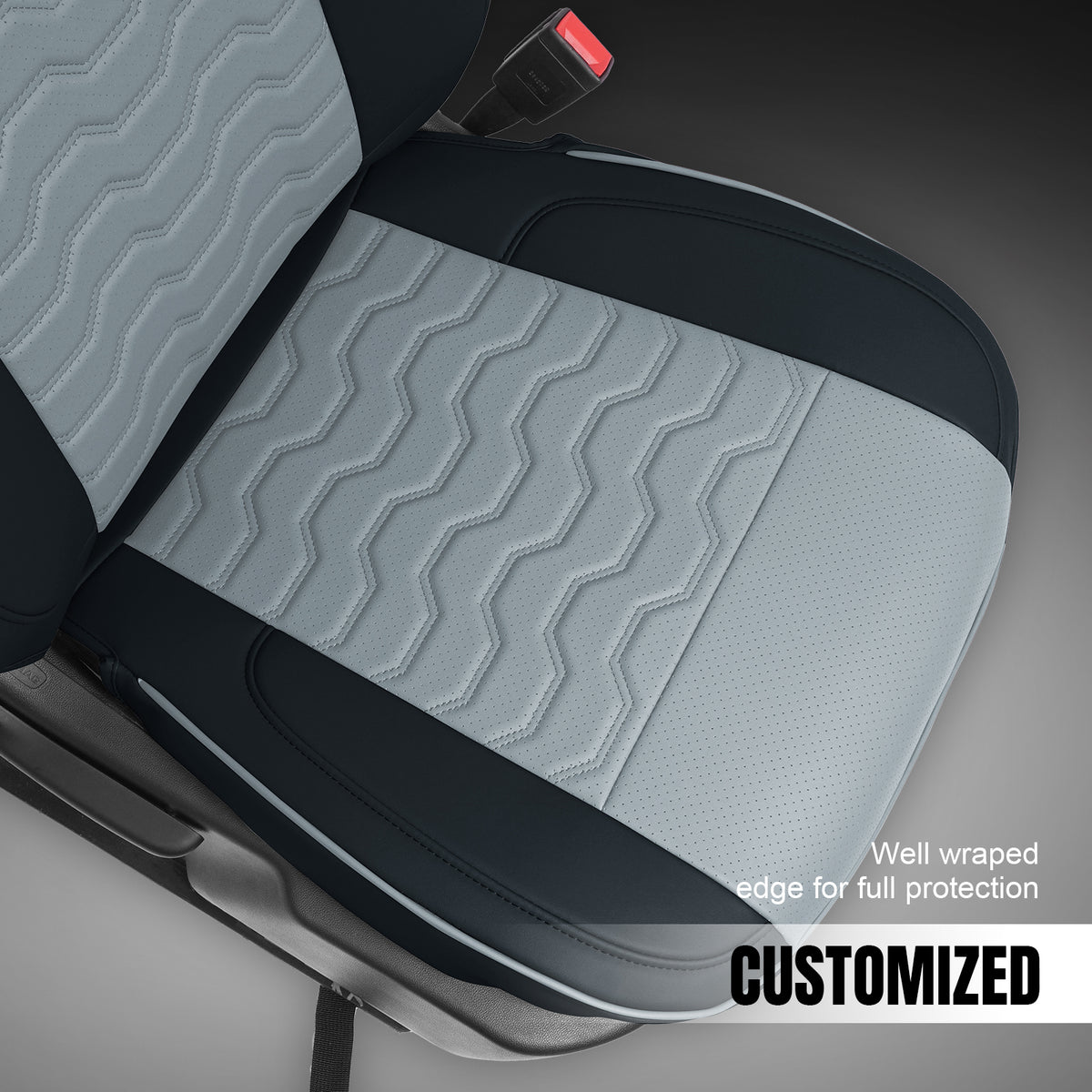 Fits 19-26 Silverado Sierra 1500 2500HD 3500HD Seat Covers Full Set Black& Gray