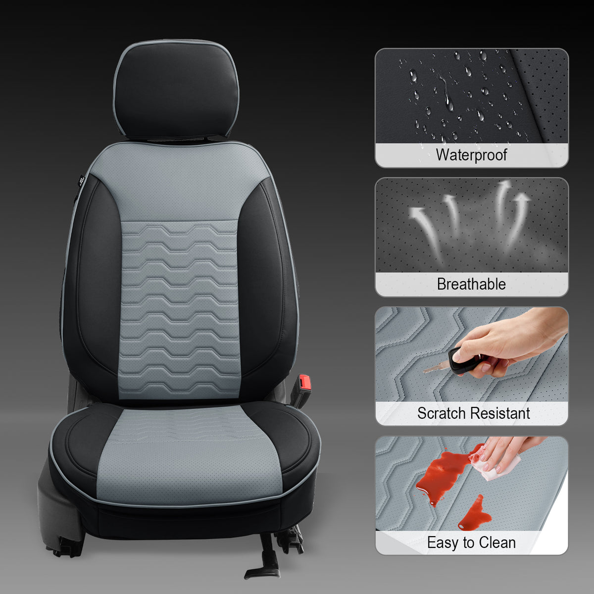 Fits 19-26 Silverado Sierra 1500 2500HD 3500HD Seat Covers Full Set Black& Gray