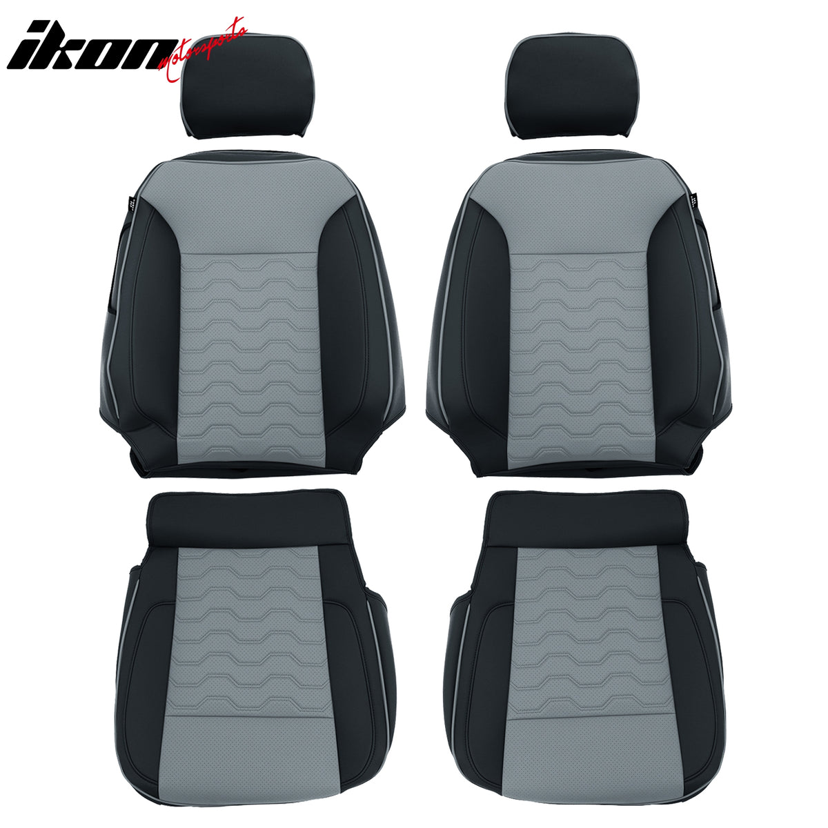 Fits 19-26 Silverado Sierra 1500 2500HD 3500HD Front Row Seat Covers Black& Gray