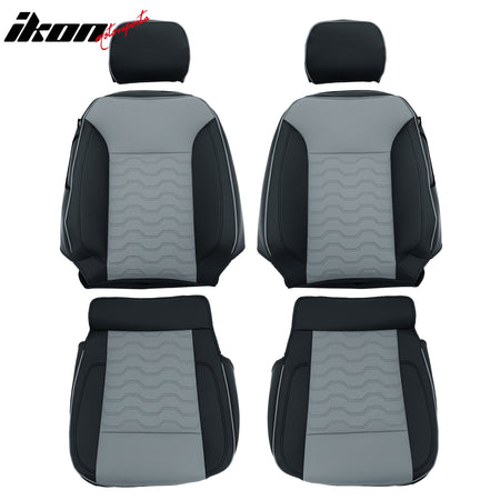 Fits 19-26 Silverado Sierra 1500 2500HD 3500HD Front Row Seat Covers Black& Gray