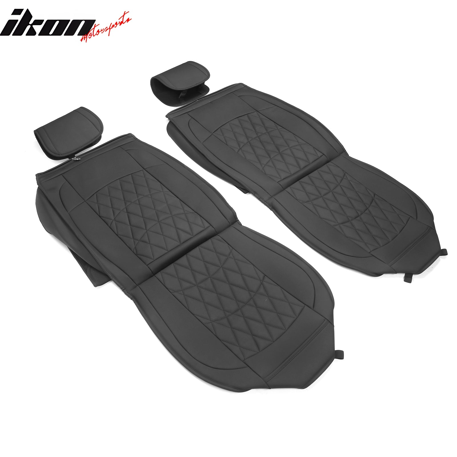 For 09-23 Dodge Ram 1500 2500 3500 Black Seat Covers PU Leather 5-Seat Bench Pad