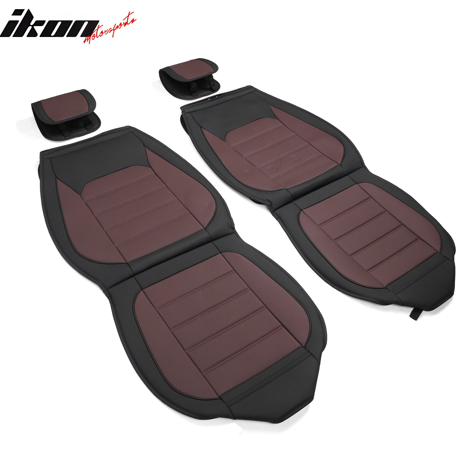 For 09-23 Ford F150 Crew Cab Pickup Seat Covers PU Leather 5 Seats - Black&Brown