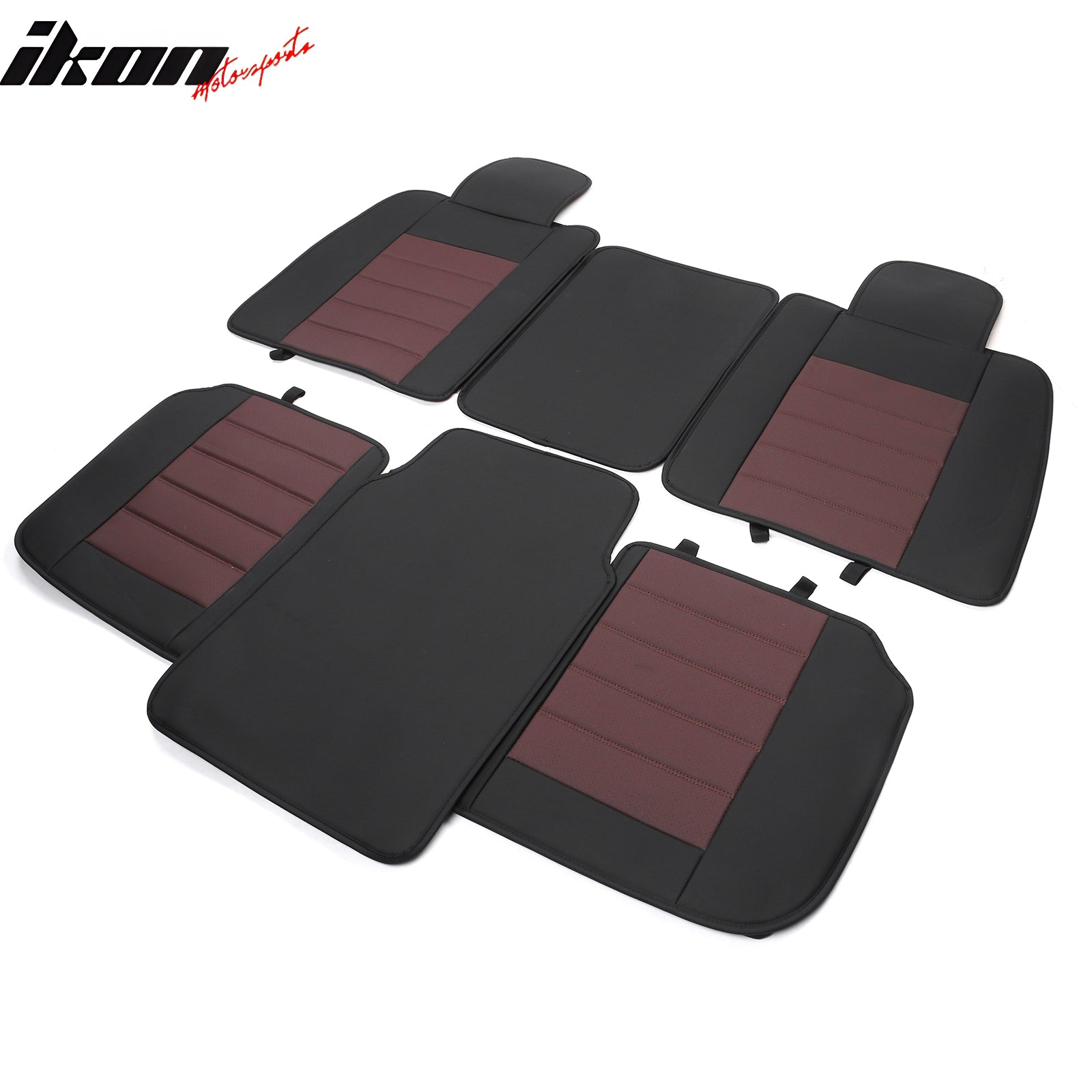 For 09-23 Ford F150 Crew Cab Pickup Seat Covers PU Leather 5 Seats - Black&Brown