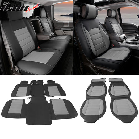 Fits 09-26 Ford F150 Crew Cab Pickup Seat Covers PU Leather 5 Seats Set