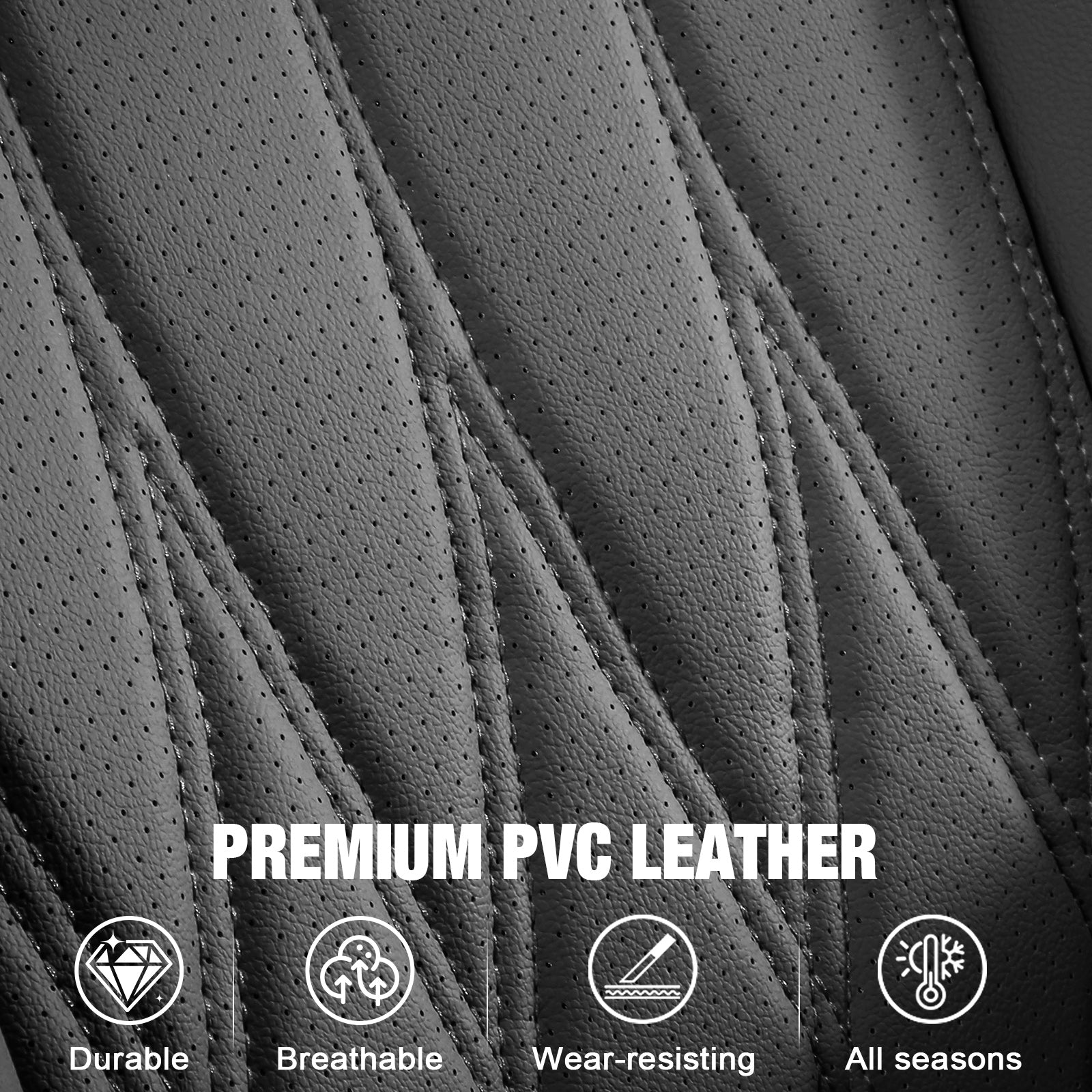 Fits 21-26 Ford F150 22-26 F250 F350 F450 Crew Cab Front Row Seat Covers Black