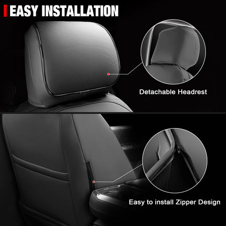 Fits 21-26 Ford F150 22-26 F250 F350 F450 Crew Cab Front Row Seat Covers Black