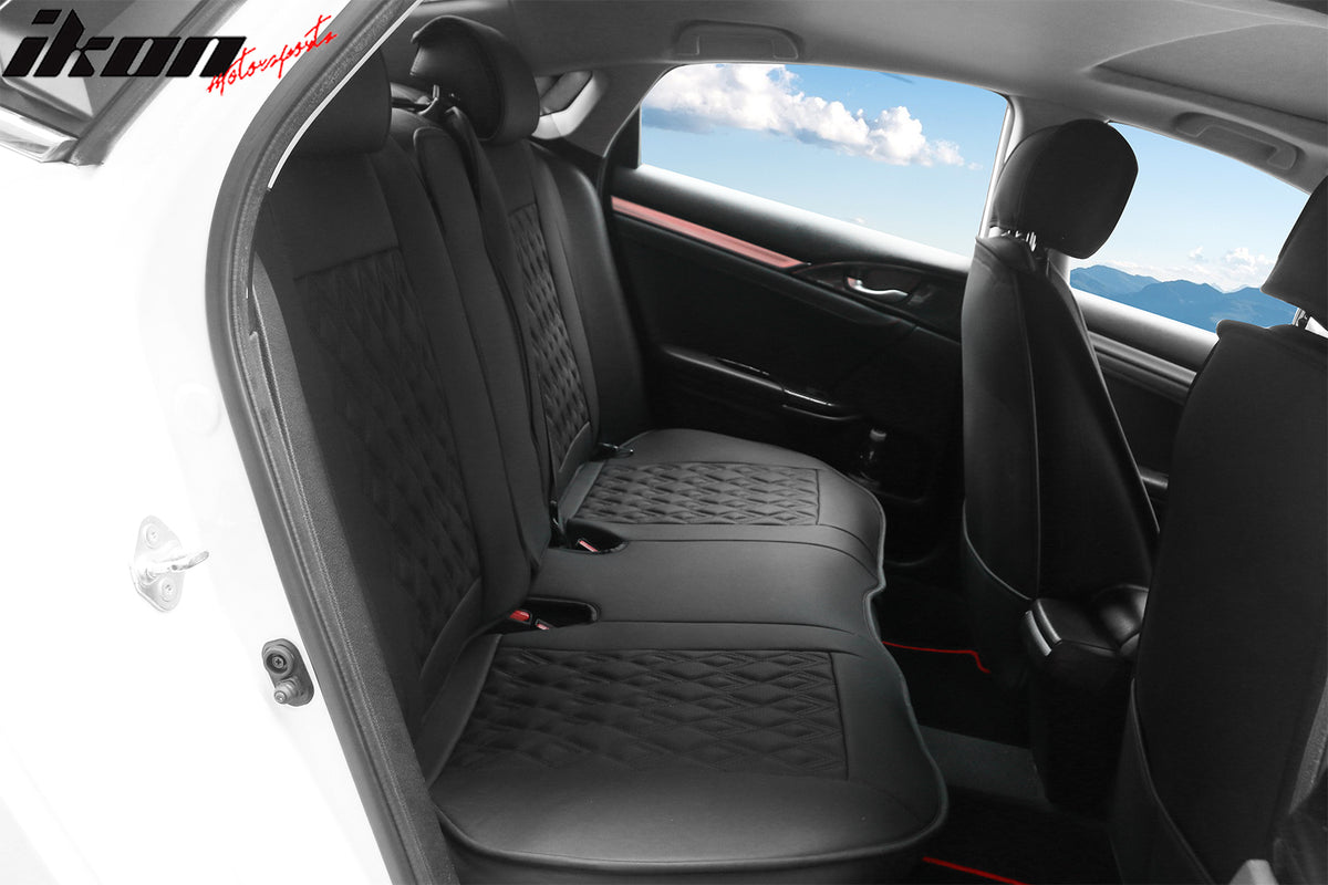 Fits 16-21 Honda Civic 5 Seats PU Leather Car Seat Covers Cushion w/ Lumbar
