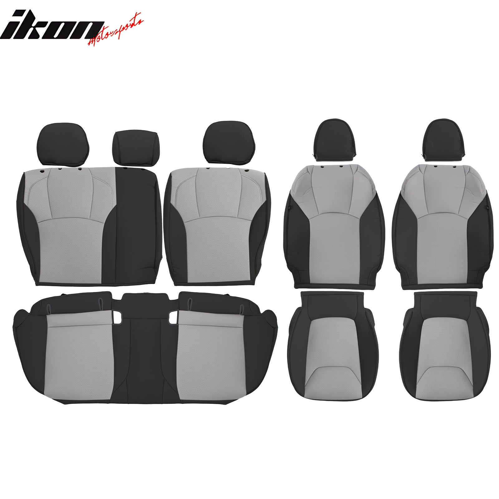 IKON MOTORSPORTS Seat Covers Compatible with 2017-2023 Subaru Crosstrek & Impreza Hatchback, Waterproof PU Leather 5-Seat Driver Passenger Seat Cushion Protector Cover 12PCS