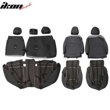 IKON MOTORSPORTS Seat Covers Compatible with 2017-2023 Subaru Crosstrek & Impreza Hatchback, Waterproof PU Leather 5-Seat Driver Passenger Seat Cushion Protector Cover 12PCS